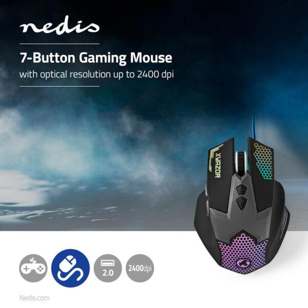 Gaming-Muis | Bedraad | Verlicht | 2400 dpi | 7 Knoppen - Afbeelding 11