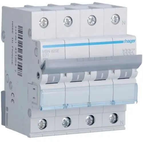 Product thumbnail Hager Installatieautomaat B20 3P+N 20A B kar. MBN620E