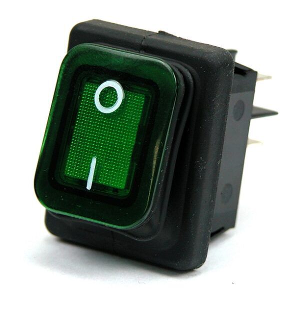 SPATWATERDICHTE ROCKERSCHAKELAAR 2P GROEN NEON