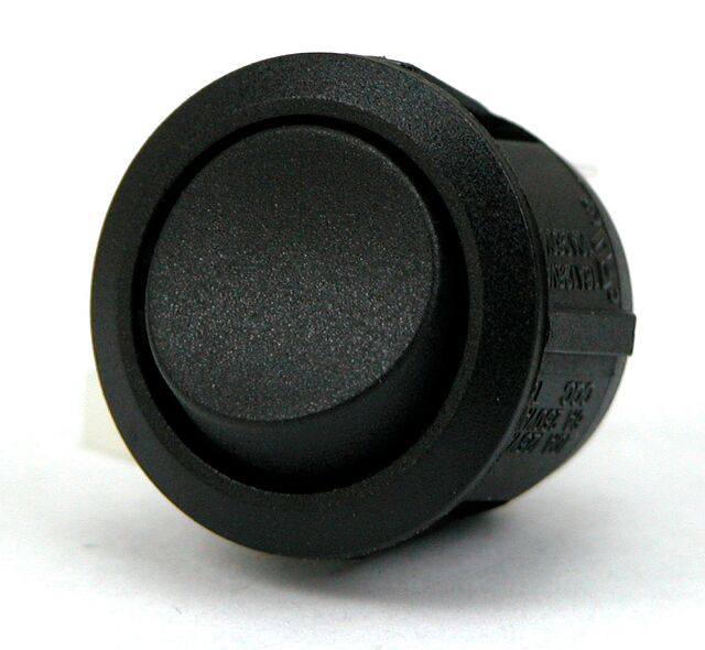 Product thumbnail WIPSCHAKELAAR AAN-UIT-MOMENT ROND  ZWART 10A/250VAC