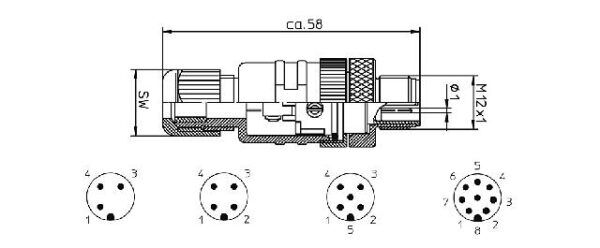 4-polige M12 Connector male met schroefaansluiting - SW15 - Afbeelding 3