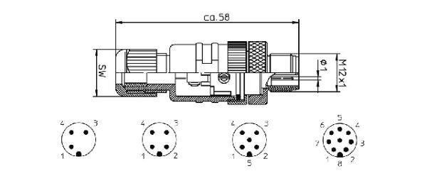 5-polige M12 Connector male met schroefaansluiting - SW15 - Afbeelding 2