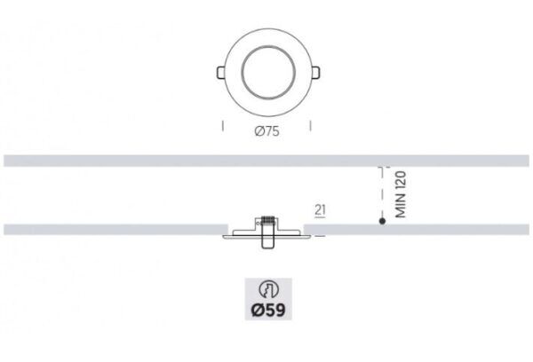 INBOUWSPOT GEBORSTELD RVS VAST 50MM - Afbeelding 2