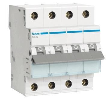 Product thumbnail Hager Installatieautomaat C16 3P+N 16A C kar. MCN616E