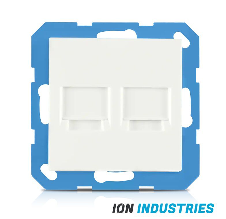 Product thumbnail ION UTP afdekplaat 2-voudig met draagring - V1/J1 alpin wit glanzend