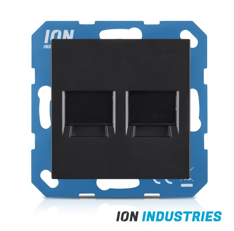 Product thumbnail ION UTP afdekplaat 2-voudig met draagring - V1 zwart mat