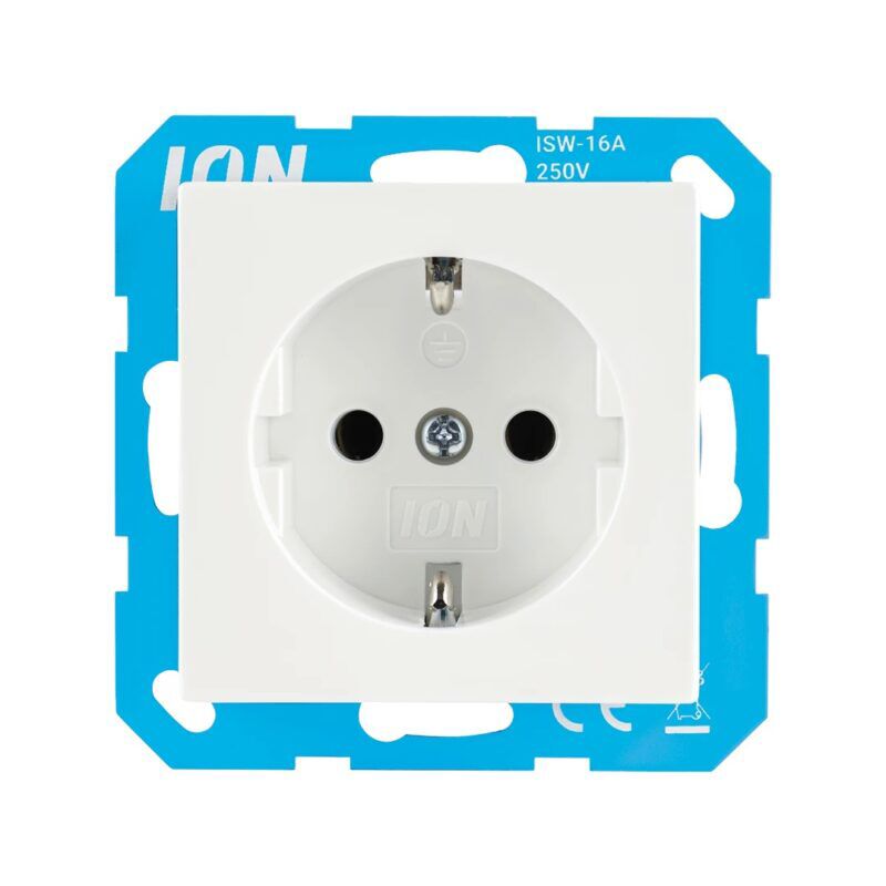 Product thumbnail ION V1/J1 wandcontactdoos 1-voudig met randaarde alpin wit glans