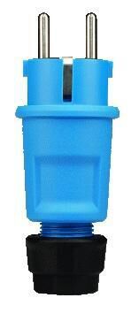 Product thumbnail IP44 Stekker met randaarde en wurgwartel blauw