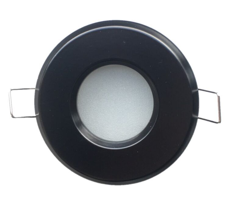 Product thumbnail Plafond-inbouwspot rond mat zwart IP65 voor badkamer