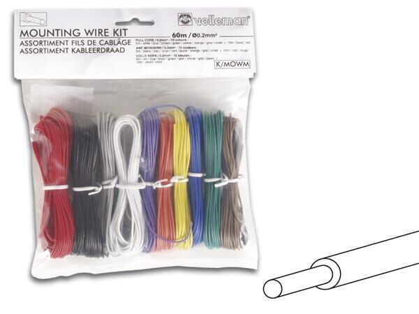 Product thumbnail SET MONTAGEKABELS - 10 KLEUREN - 60m - VOLLE KERN