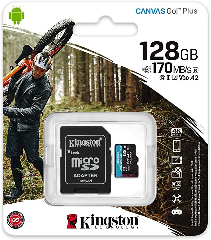 Product thumbnail Kingston 128GB Micro SDXC kaart Canvas Go! Plus UHS-I U3
