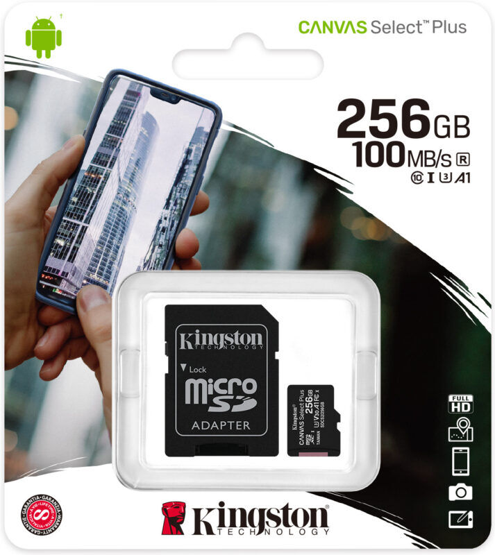 Product thumbnail Kingston 256GB microSDXC Canvas Select Plus 256GB 100 MB/s  + SD adapter