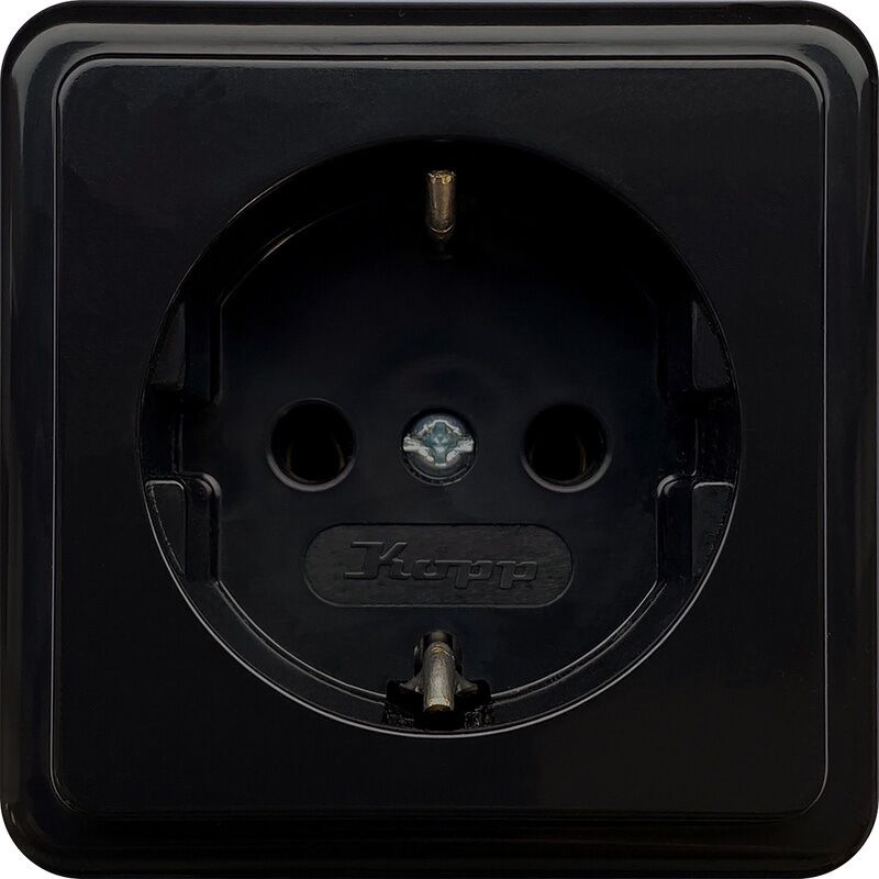 Product thumbnail Kopp opbouw wandcontactdoos 1-voudig met randaarde zwart glans