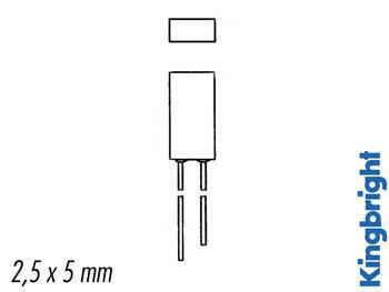 Product thumbnail 2.5 x 5mm RECTANGULAR LED LAMP RED DIFFUSED