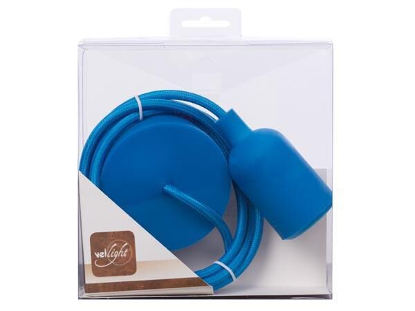 DESIGN LAMPHOUDER MET TEXTIELKABEL - BLAUW - Afbeelding 2