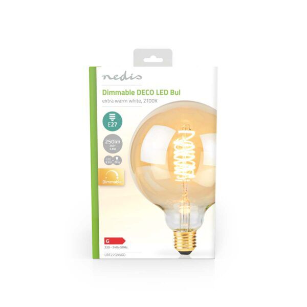 LED-Filamentlamp E27 | G95 | 3.8 W | 250 lm | 2100 K | Dimbaar | Extra Warm Wit | Retrostijl - Afbeelding 3