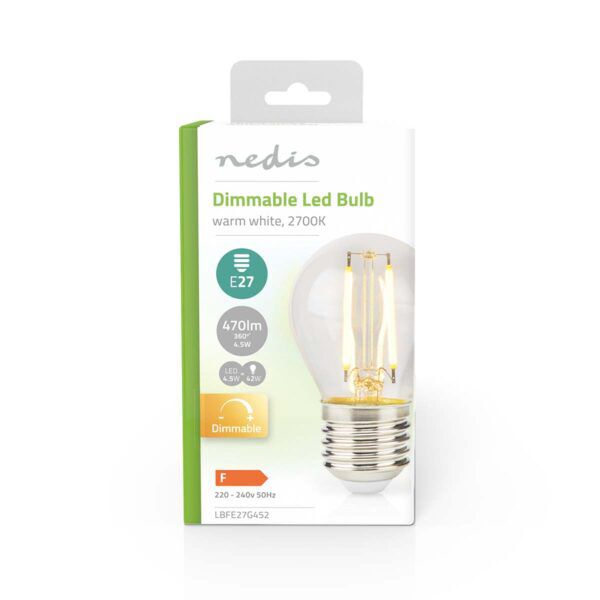 LED kogellamp E27 | G45 | 4.5 W | 470 lm | 2700K | Dimbaar - Afbeelding 3