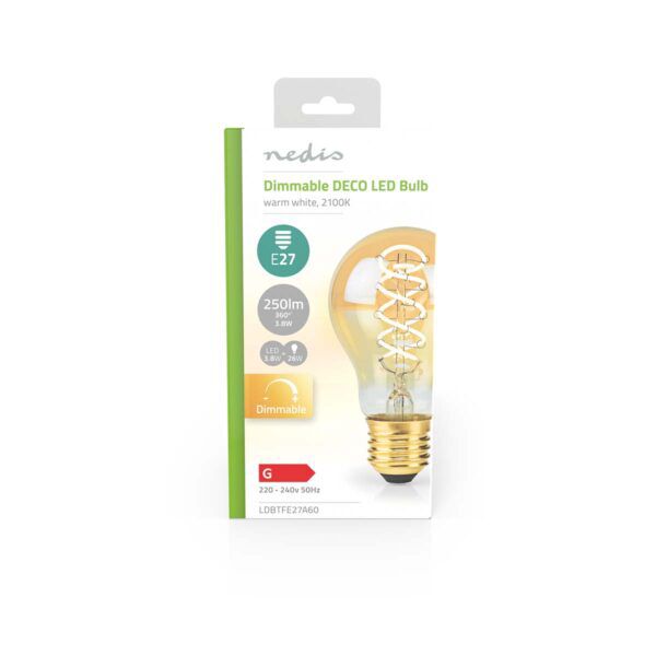 LED-Filamentlamp E27 | A60 | 3.8 W | 250 lm | 2100K | Dimbaar | Extra Warm | Retrostijl - Afbeelding 3