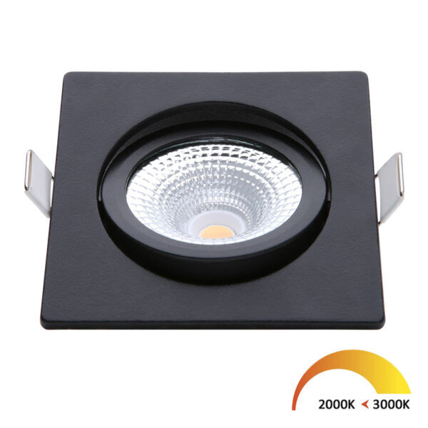 LED inbouwspot 5W DimToWarm 85mm 36gr vierkant verstelbaar zwart - Afbeelding 2