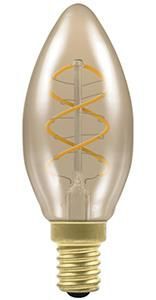 Product thumbnail LED kaars filament spiraal gold E14 3W 2000K dimbaar