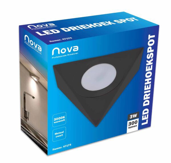 LED Opbouw Driehoekspot Zwart 300LM 3Watt - Afbeelding 2