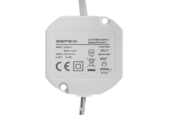 COMPACTE SCHAKELENDE VOEDING 12V - 1A - 12W IP67 - Afbeelding 3