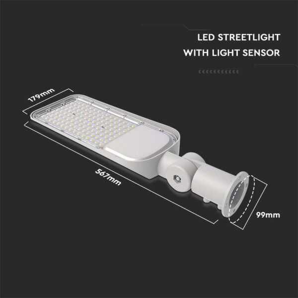 LED Straatlamp 100W 4000K grijs + schemerschakelaar - Afbeelding 6