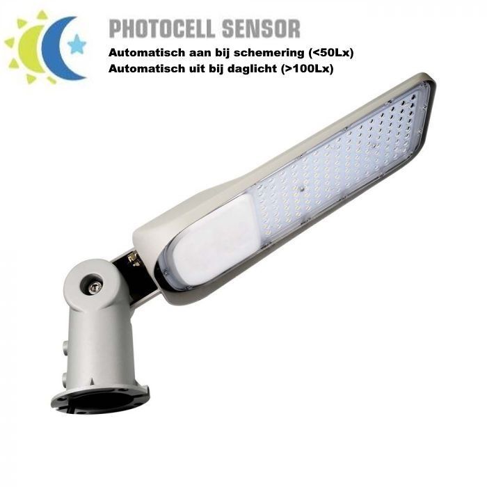 Product thumbnail LED Straatlamp 100W 4000K grijs + schemerschakelaar