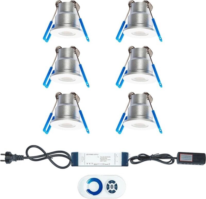 Product thumbnail LED VERANDA SPOTS | 6 STUKS + AFSTANDSBEDIENING | ZILVER | IP65