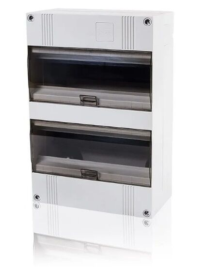 Product thumbnail Lege groepenkast verdeler 2 rijen van 12 modules 220x330 + buisuitvoer