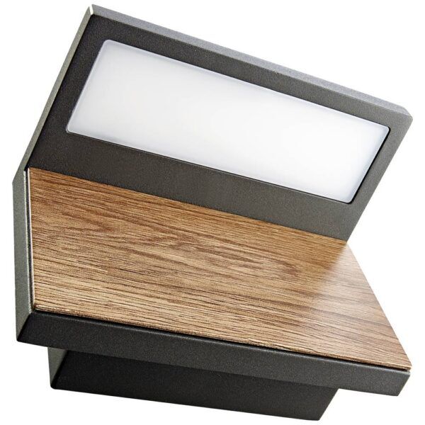 MANAO DECORATIEF LED-WANDARMATUUR 13W ANTRACIET/HOUT (IP65) - Afbeelding 2