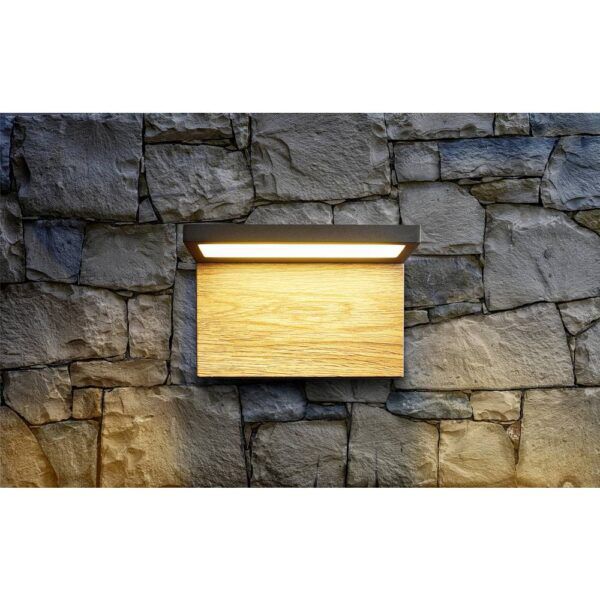 MANAO DECORATIEF LED-WANDARMATUUR 13W ANTRACIET/HOUT (IP65) - Afbeelding 3