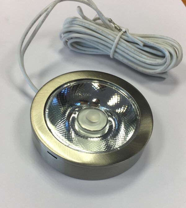 Meubelinbouwspot 12Vac geborsteld RVS metaal met vaste dimbare 3W LED-lamp - Afbeelding 2