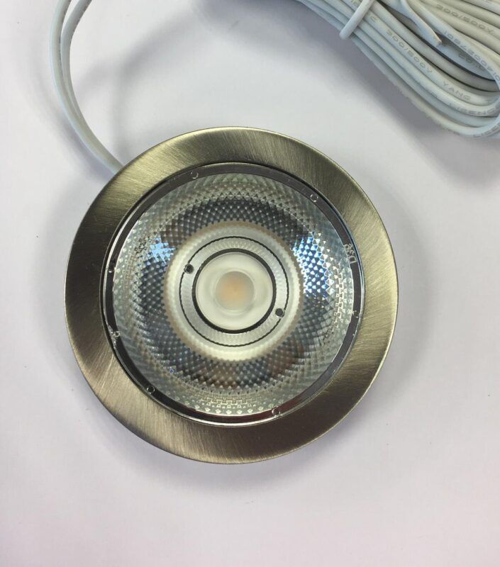 Product thumbnail Meubelinbouwspot 12Vac geborsteld RVS metaal met vaste dimbare 3W LED-lamp