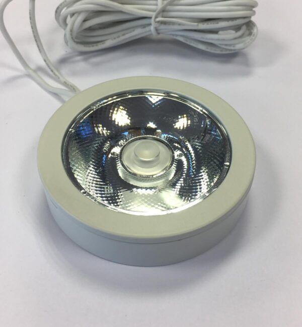 Meubelinbouwspot 12Vac wit metaal met vaste dimbare 3W LED-lamp - Afbeelding 5