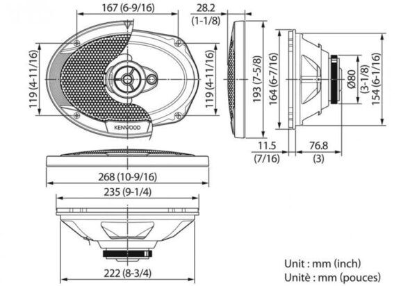 Kenwood autoluidsprekerset 6x9inch 3-weg - Afbeelding 2
