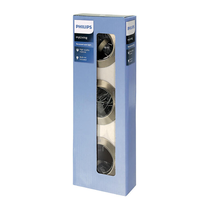 Product thumbnail PHILIPS INBOUWSPOTS GESCHUURD 3-VOUDIGE SET