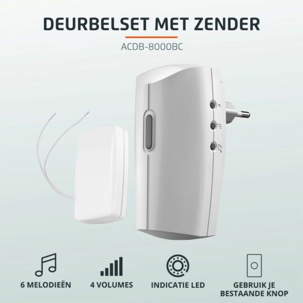 KLIKAANKLIKUIT PLUG-IN DEURBELSET MET ZENDER ACDB8000BC