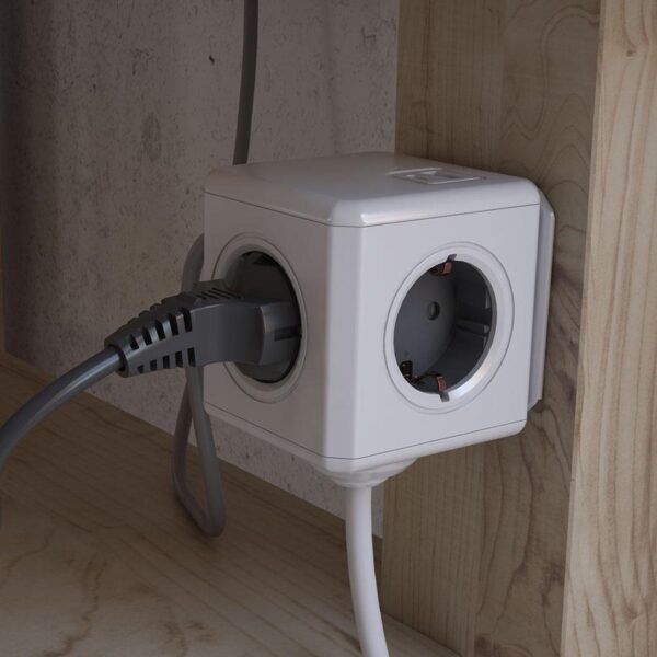 PowerCube met USB-A en USB-C, stekkerdoos, 4 sockets, 1.5m, wit/grijs - Afbeelding 2