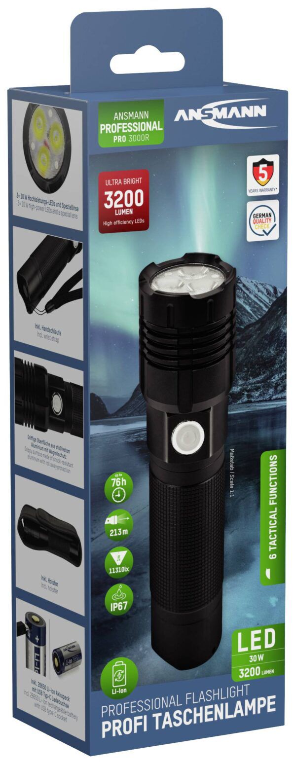 ANSMANN PRO 3000R OPLAADBARE ZAKLAMP | 3200LM | 30W - Afbeelding 2
