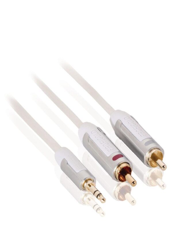 Product thumbnail Profigold | Stereo Audiokabel | 3.5mm male - 2x RCA Male | 5 meter | Wit