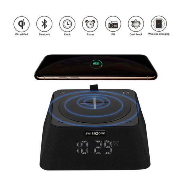 Q-Box FM Wekker - Bluetooth Luidspreker - Qi Powerbank (Zwart) - Afbeelding 7