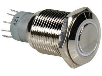 Product thumbnail RONDE METALEN PULSDRUKKNOP SPDT 1NO 1NC - WITTE RING