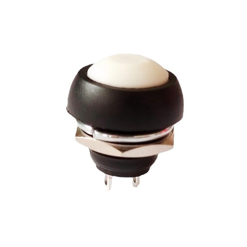 Product thumbnail Ronde Pulsdrukker Wit / drukknop met terugverend maakcontact