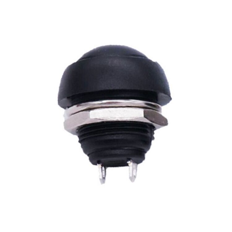 Product thumbnail Ronde Pulsdrukker Zwart / drukknop met terugverend maakcontact