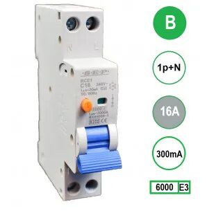 Product thumbnail S.E.P. Aardlekautomaat 16A / 300mA B 1P+N 1 MODULE