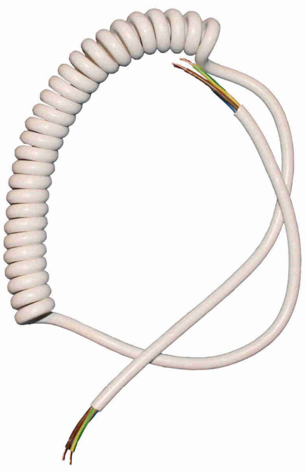 Spiraalkabel 3x0,75mm² wit 120cm (uitgetrokken)