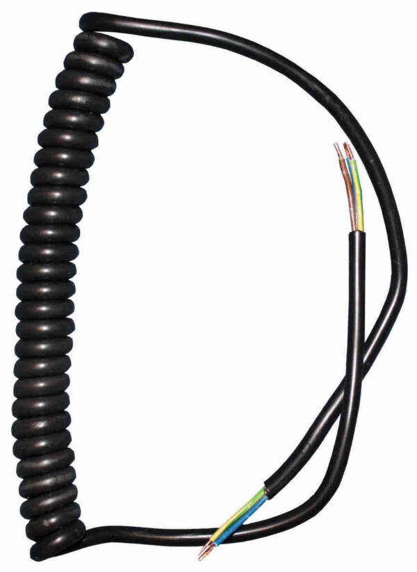 Spiraalkabel 3x0,75mm² zwart 120cm (uitgetrokken)