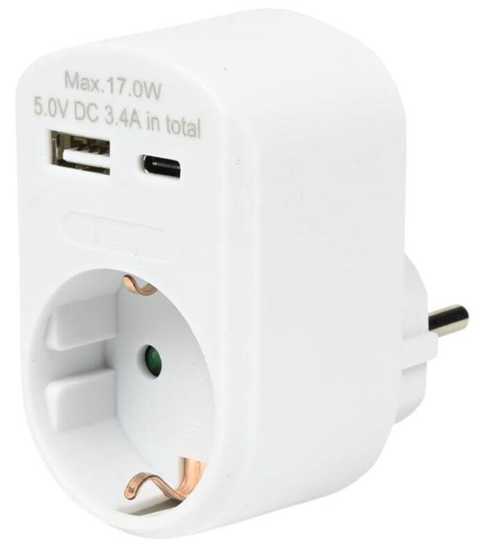 Product thumbnail DOORSTEEKSTEKKER RA USB-A/USB-C 17W