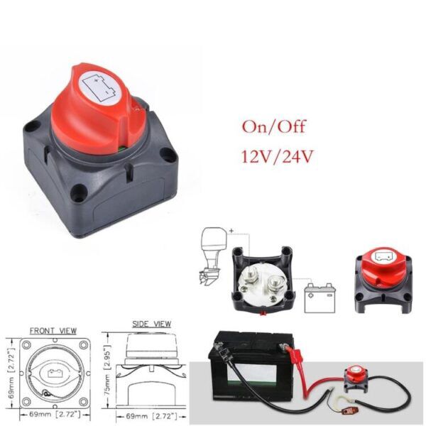 OPBOUW MASSA- /ACCUSCHAKELAAR 12 - 24VDC MAX 100A - Afbeelding 5